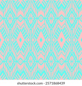 Ikat geometric folklore ornament with diamonds. Tribal ethnic vector texture. Seamless striped pattern in Aztec style. Folk embroidery. Indian, Scandinavian, Gypsy, Mexican, African rug.