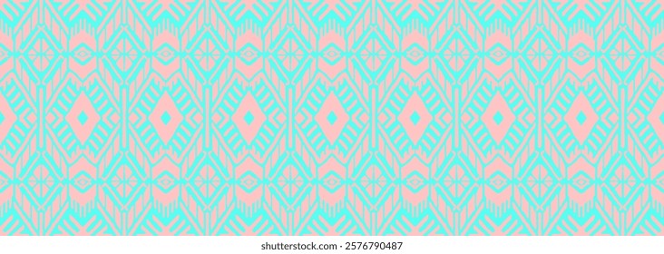 Ikat geometric folklore ornament with diamonds. Tribal ethnic vector texture. Seamless striped pattern in Aztec style. Folk embroidery. Indian, Scandinavian, Gypsy, Mexican, African rug.