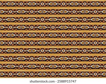 Ikat geometric folklore ornament with diamonds. Tribal ethnic vector texture. Seamless striped pattern in Aztec style. Folk embroidery. Indian, Scandinavian, Gypsy, Mexican, African rug.