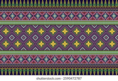 Ikat geometric folklore ornament with diamonds. Tribal ethnic vector texture. Seamless striped pattern in Aztec style. Folk embroidery. Indian, Scandinavian, Gypsy, Mexican, African rug.