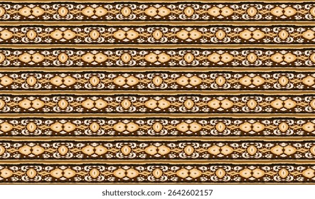 Ornamento folclórico geométrico Ikat com diamantes. Textura de vetores étnicos tribais. Padrão listrado sem costura em estilo asteca. Bordado popular. tapete indiano, escandinavo, cigano, mexicano, africano.