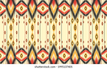 Ikat geometric folklore ornament with diamonds.Design forbackground,carpet,wallpaper,clothing,wrapping,Batik, fabric, Vector illustration.embroidery style.