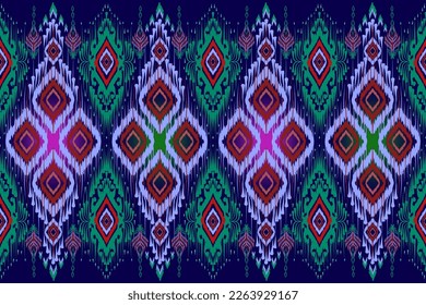 Ikat geometric folklore ornament. Ethnic Ikat pattern. Abstract beautiful art. Tribal ethnic texture. Spanish motif on the carpet. Aztec style. Indian rug. Gypsy, Mexican embroidery.