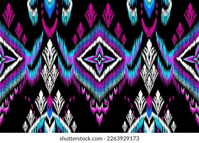Ikat geometric folklore ornament. Ethnic Ikat pattern. Abstract beautiful art. Tribal ethnic texture. Spanish motif on the carpet. Aztec style. Indian rug. Gypsy, Mexican embroidery.