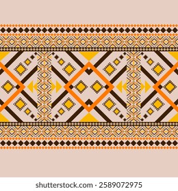 Ikat geometric folklore ornament ethnic vector texture . Figure tribal embroidery Aztec style seamless pattern. Gypsy, Indian, Folk pattern, Mexican 