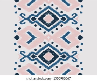 Ikat geometric folklore ornament. Oriental vector damask pattern. Ancient art of Arabesque. Tribal ethnic texture. Spanish motif on the carpet.  Aztec style.  Indian rug. Gypsy, Mexican  embroidery.