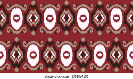 Ikat geometric folklore ornament. Oriental vector damask pattern. Ancient art of Arabesque. Tribal ethnic texture. Spanish motif on the carpet.  Aztec style.  Indian rug. Gypsy, Mexican  embroidery.