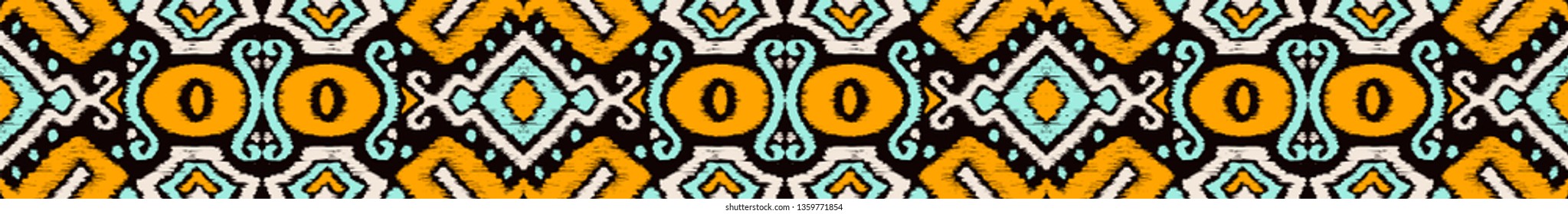 Ikat geometric folklore ornament. Oriental vector damask pattern. Ancient art of Arabesque. Tribal ethnic texture. Spanish motif on the carpet.  Aztec style.  Indian rug. Gypsy, Mexican  embroidery.