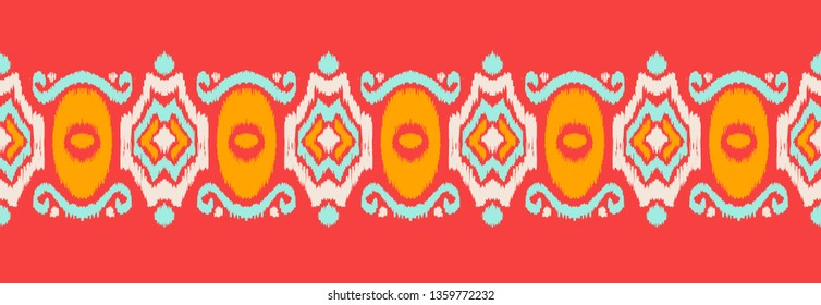 Ikat geometric folklore ornament. Oriental vector damask pattern. Ancient art of Arabesque. Tribal ethnic texture. Spanish motif on the carpet.  Aztec style.  Indian rug. Gypsy, Mexican  embroidery.