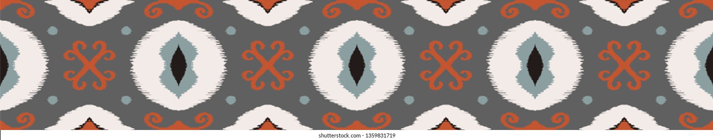 Ikat geometric folklore ornament. Oriental vector damask pattern. Ancient art of Arabesque. Tribal ethnic texture. Spanish motif on the carpet.  Aztec style.  Indian rug. Gypsy, Mexican  embroidery.