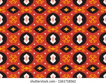 Ikat geometric folklore ornament. Oriental vector damask pattern. Ancient art of Arabesque. Tribal ethnic texture. Spanish motif on the carpet.  Aztec style.  Indian rug. Gypsy, Mexican  embroidery.