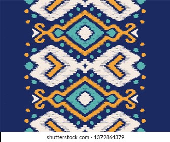 Ikat geometric folklore ornament. Oriental vector damask pattern. Ancient art of Arabesque. Tribal ethnic texture. Spanish motif on the carpet.  Aztec style.  Indian rug. Gypsy, Mexican  embroidery.