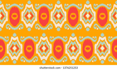 Ikat geometric folklore ornament. Oriental vector damask pattern. Ancient art of Arabesque. Tribal ethnic texture. Spanish motif on the carpet.  Aztec style.  Indian rug. Gypsy, Mexican  embroidery.