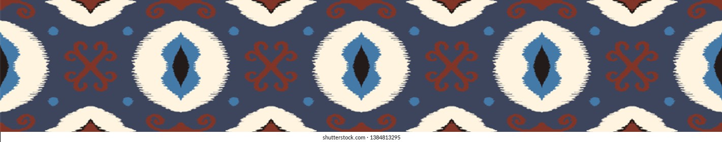 Ikat geometric folklore ornament. Oriental vector damask pattern. Ancient art of Arabesque. Tribal ethnic texture. Spanish motif on the carpet.  Aztec style.  Indian rug. Gypsy, Mexican  embroidery.