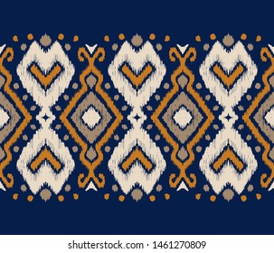 Ikat geometric folklore ornament. Oriental vector damask pattern. Ancient art of Arabesque. Tribal ethnic texture. Spanish motif on the carpet. Aztec style. Indian rug. Gypsy, Mexican embroidery.