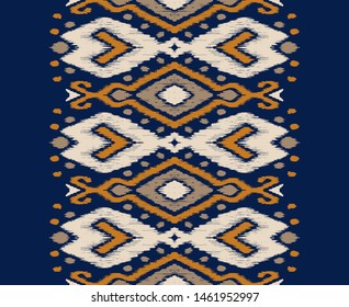 Ikat geometric folklore ornament. Oriental vector damask pattern. Ancient art of Arabesque. Tribal ethnic texture. Spanish motif on the carpet. Aztec style. Indian rug. Gypsy, Mexican embroidery.