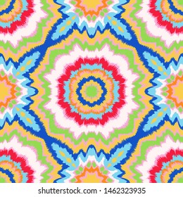 Ikat geometric folklore ornament. Oriental vector damask pattern. Ancient art of Arabesque. Tribal ethnic texture. Spanish motif on the carpet. Aztec style. Indian rug. Gypsy, Mexican embroidery.