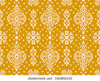 Ikat geometric folklore ornament. Oriental vector damask pattern. Ancient art of Arabesque. Tribal ethnic texture. Spanish motif on the carpet. Aztec style. Indian rug. Gypsy, Mexican embroidery.O