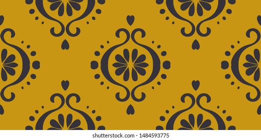 Ikat geometric folklore ornament. Oriental vector damask pattern. Ancient art of Arabesque. Tribal ethnic texture. Spanish motif on the carpet. Aztec style. Indian rug. Gypsy, Mexican embroidery.O