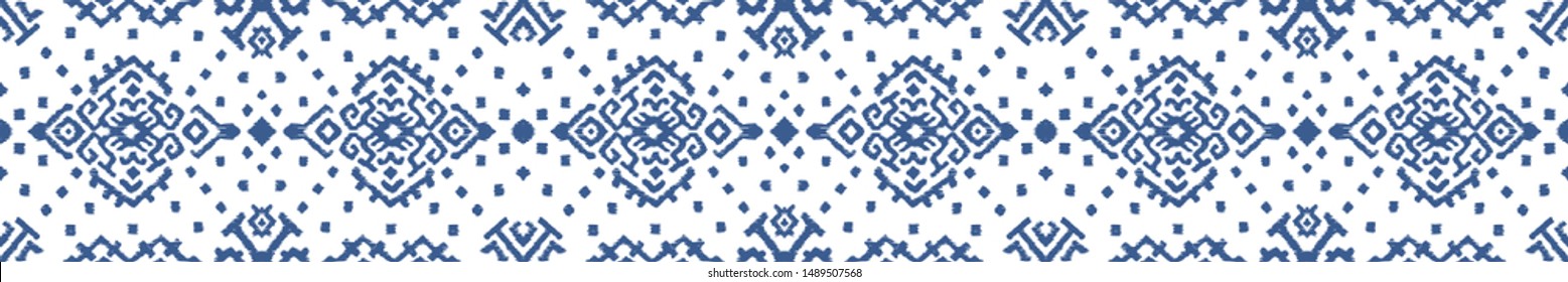 Ikat geometric folklore ornament. Oriental vector damask pattern. Ancient art of Arabesque. Tribal ethnic texture. Spanish motif on the carpet. Aztec style. Indian rug. Gypsy, Mexican embroidery.