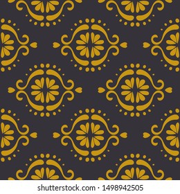 Ikat geometric folklore ornament. Oriental vector damask pattern. Ancient art of Arabesque. Tribal ethnic texture. Spanish motif on the carpet. Aztec style. Indian rug. Gypsy, Mexican embroidery.O