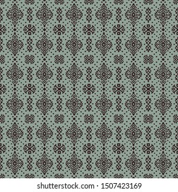 Ikat geometric folklore ornament. Oriental vector damask pattern. Ancient art of Arabesque. Tribal ethnic texture. Spanish motif on the carpet. Aztec style. Indian rug. Gypsy, Mexican embroidery.