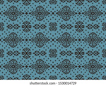 Ikat geometric folklore ornament. Oriental vector damask pattern. Ancient art of Arabesque. Tribal ethnic texture. Spanish motif on the carpet. Aztec style. Indian rug. Gypsy, Mexican embroidery.