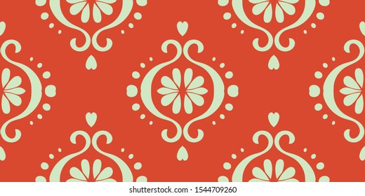 Ikat geometric folklore ornament. Oriental vector damask pattern. Ancient art of Arabesque. Tribal ethnic texture. Spanish motif on the carpet. Aztec style. Indian rug. Gypsy, Mexican embroidery.O