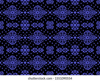 Ikat geometric folklore ornament. Oriental vector damask pattern. Ancient art of Arabesque. Tribal ethnic texture. Spanish motif on the carpet. Aztec style. Indian rug. Gypsy, Mexican embroidery.