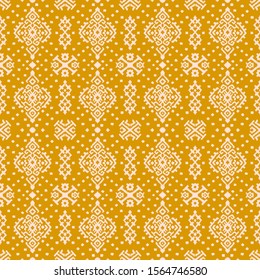 Ikat geometric folklore ornament. Oriental vector damask pattern. Ancient art of Arabesque. Tribal ethnic texture. Spanish motif on the carpet. Aztec style. Indian rug. Gypsy, Mexican embroidery.