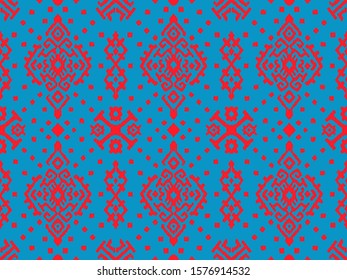 Ikat geometric folklore ornament. Oriental vector damask pattern. Ancient art of Arabesque. Tribal ethnic texture. Spanish motif on the carpet. Aztec style. Indian rug. Gypsy, Mexican embroidery.