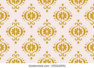 Ikat geometric folklore ornament. Oriental vector damask pattern. Ancient art of Arabesque. Tribal ethnic texture. Spanish motif on the carpet. Aztec style. Indian rug. Gypsy, Mexican embroidery.O