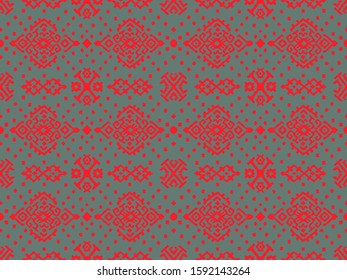 Ikat geometric folklore ornament. Oriental vector damask pattern. Ancient art of Arabesque. Tribal ethnic texture. Spanish motif on the carpet. Aztec style. Indian rug. Gypsy, Mexican embroidery.O