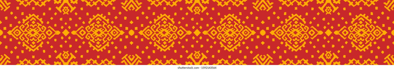 Ikat geometric folklore ornament. Oriental vector damask pattern. Ancient art of Arabesque. Tribal ethnic texture. Spanish motif on the carpet. Aztec style. Indian rug. Gypsy, Mexican embroidery.O