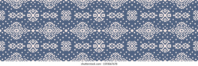 Ikat geometric folklore ornament. Oriental vector damask pattern. Ancient art of Arabesque. Tribal ethnic texture. Spanish motif on the carpet. Aztec style. Indian rug. Gypsy, Mexican embroidery.