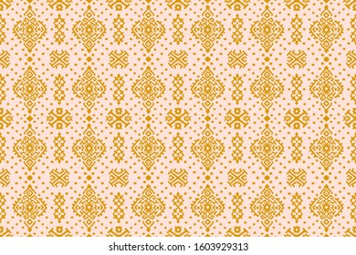 Ikat geometric folklore ornament. Oriental vector damask pattern. Ancient art of Arabesque. Tribal ethnic texture. Spanish motif on the carpet. Aztec style. Indian rug. Gypsy, Mexican embroidery.