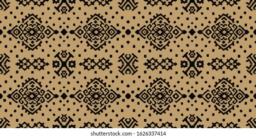 Ikat geometric folklore ornament. Oriental vector damask pattern. Ancient art of Arabesque. Tribal ethnic texture. Spanish motif on the carpet. Aztec style. Indian rug. Gypsy, Mexican embroidery.