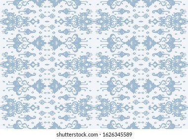 Ikat geometric folklore ornament. Oriental vector damask pattern. Ancient art of Arabesque. Tribal ethnic texture. Spanish motif on the carpet. Aztec style. Indian rug. Gypsy, Mexican embroidery.