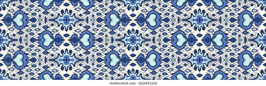 Ikat geometric folklore ornament. Oriental vector damask pattern. Ancient art of Arabesque. Tribal ethnic texture with heart. Spanish  carpet. Aztec style. Indian rug. Gypsy, Mexican embroidery.