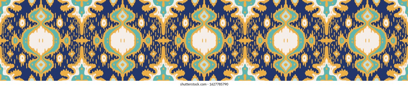 Ikat geometric folklore ornament. Oriental vector damask pattern. Ancient art of Arabesque. Tribal ethnic texture with heart. Spanish  carpet. Aztec style. Indian rug. Gypsy, Mexican embroidery.