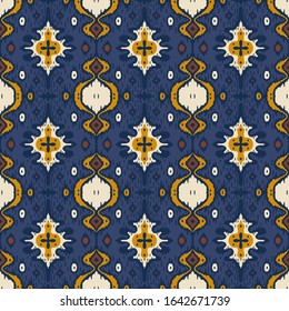 Ikat geometric folklore ornament. Oriental vector damask pattern. Ancient art of Arabesque. Tribal ethnic texture with heart. Spanish  carpet. Aztec style. Indian rug. Gypsy, Mexican embroidery.