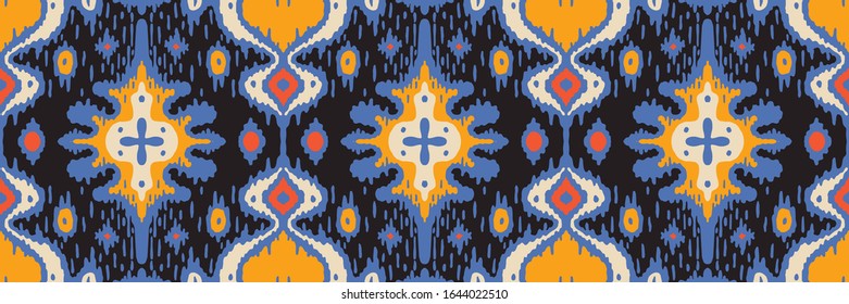 Ikat geometric folklore ornament. Oriental vector damask pattern. Ancient art of Arabesque. Tribal ethnic texture with heart. Spanish  carpet. Aztec style. Indian rug. Gypsy, Mexican embroidery.