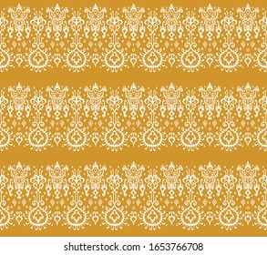 Ikat geometric folklore ornament. Oriental vector damask pattern. Ancient art of Arabesque. Tribal ethnic texture. Spanish motif on the carpet. Aztec style. Indian rug. Gypsy, Mexican embroidery.