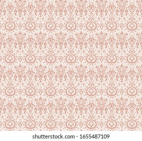 Ikat geometric folklore ornament. Oriental vector damask pattern. Ancient art of Arabesque. Tribal ethnic texture. Spanish motif on the carpet. Aztec style. Indian rug. Gypsy, Mexican embroidery.