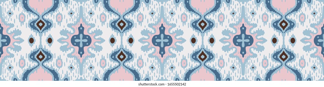 Ikat geometric folklore ornament. Oriental vector damask pattern. Ancient art of Arabesque. Tribal ethnic texture with heart. Spanish  carpet. Aztec style. Indian rug. Gypsy, Mexican embroidery.