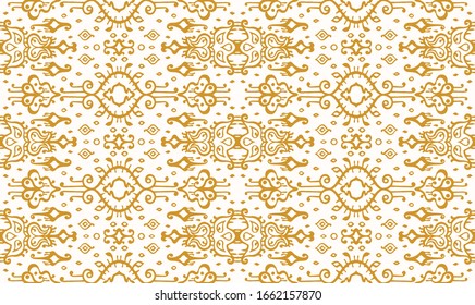 Ikat geometric folklore ornament. Oriental vector damask pattern. Ancient art of Arabesque. Tribal ethnic texture. Spanish motif on the carpet. Aztec style. Indian rug. Gypsy, Mexican embroidery.