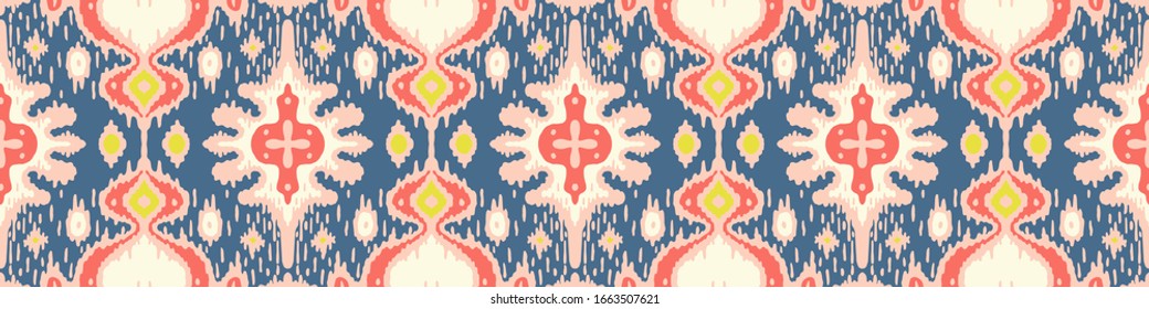 Ikat geometric folklore ornament. Oriental vector damask pattern. Ancient art of Arabesque. Tribal ethnic texture with heart. Spanish  carpet. Aztec style. Indian rug. Gypsy, Mexican embroidery.