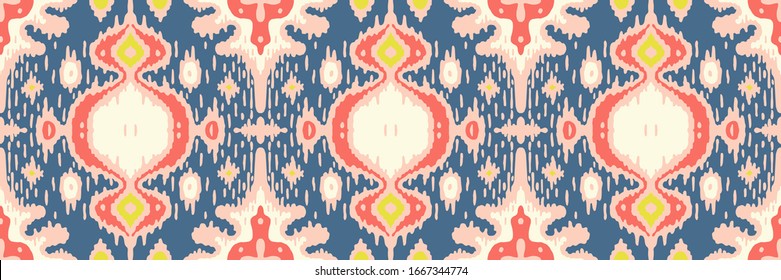 Ikat geometric folklore ornament. Oriental vector damask pattern. Ancient art of Arabesque. Tribal ethnic texture with heart. Spanish  carpet. Aztec style. Indian rug. Gypsy, Mexican embroidery.