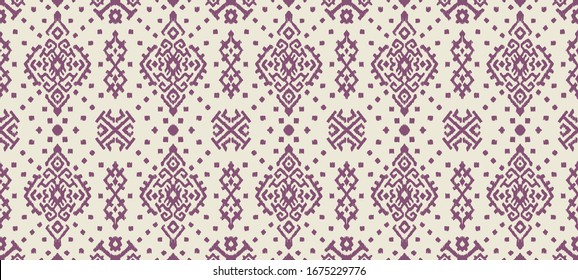 Ikat geometric folklore ornament. Oriental vector damask pattern. Ancient art of Arabesque. Tribal ethnic texture. Spanish motif on the carpet. Aztec style. Indian rug. Gypsy, Mexican embroidery.O