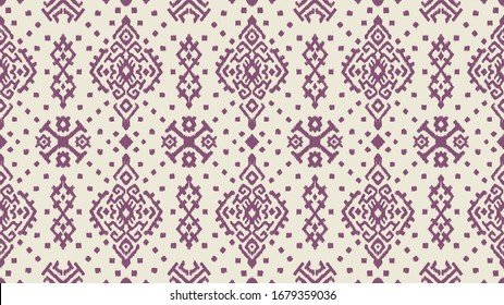 Ikat geometric folklore ornament. Oriental vector damask pattern. Ancient art of Arabesque. Tribal ethnic texture. Spanish motif on the carpet. Aztec style. Indian rug. Gypsy, Mexican embroidery.